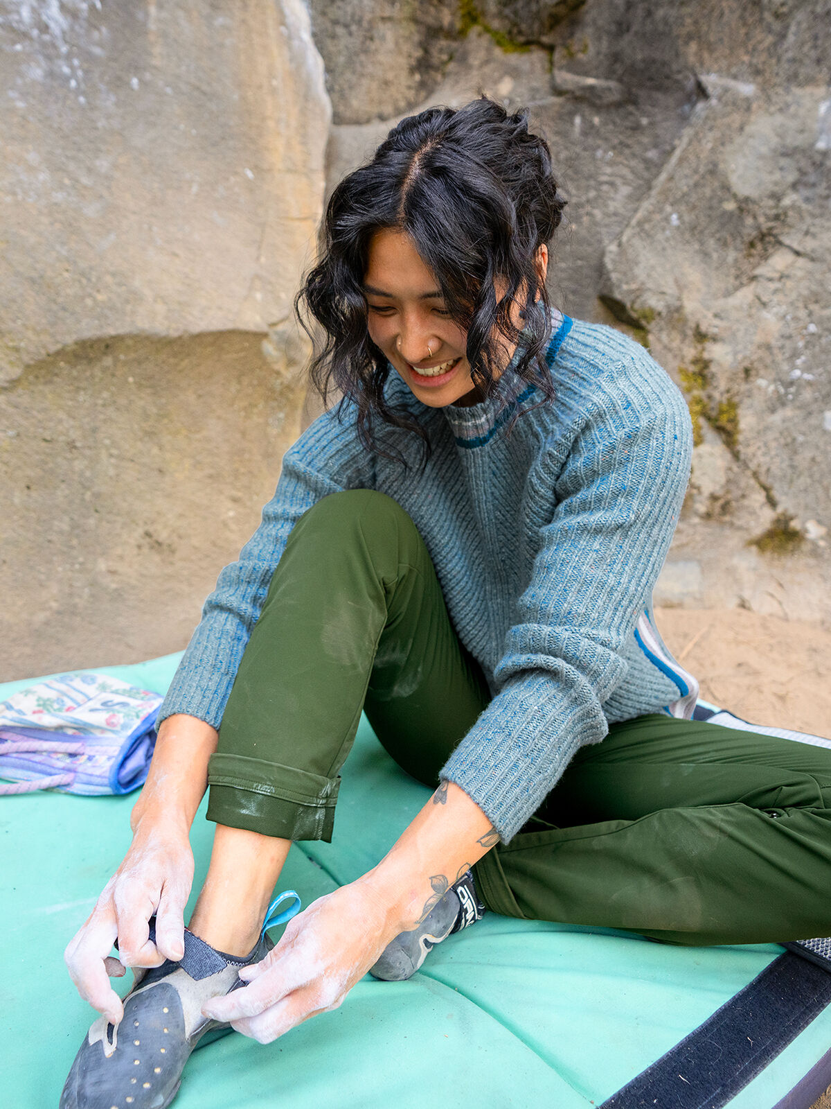 Krimson Klover Ribbed Sweater: Snowcat - Stripe