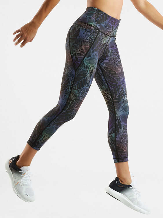 Mad Dash Reversible Crop Tights - Jungle Mirage, , original