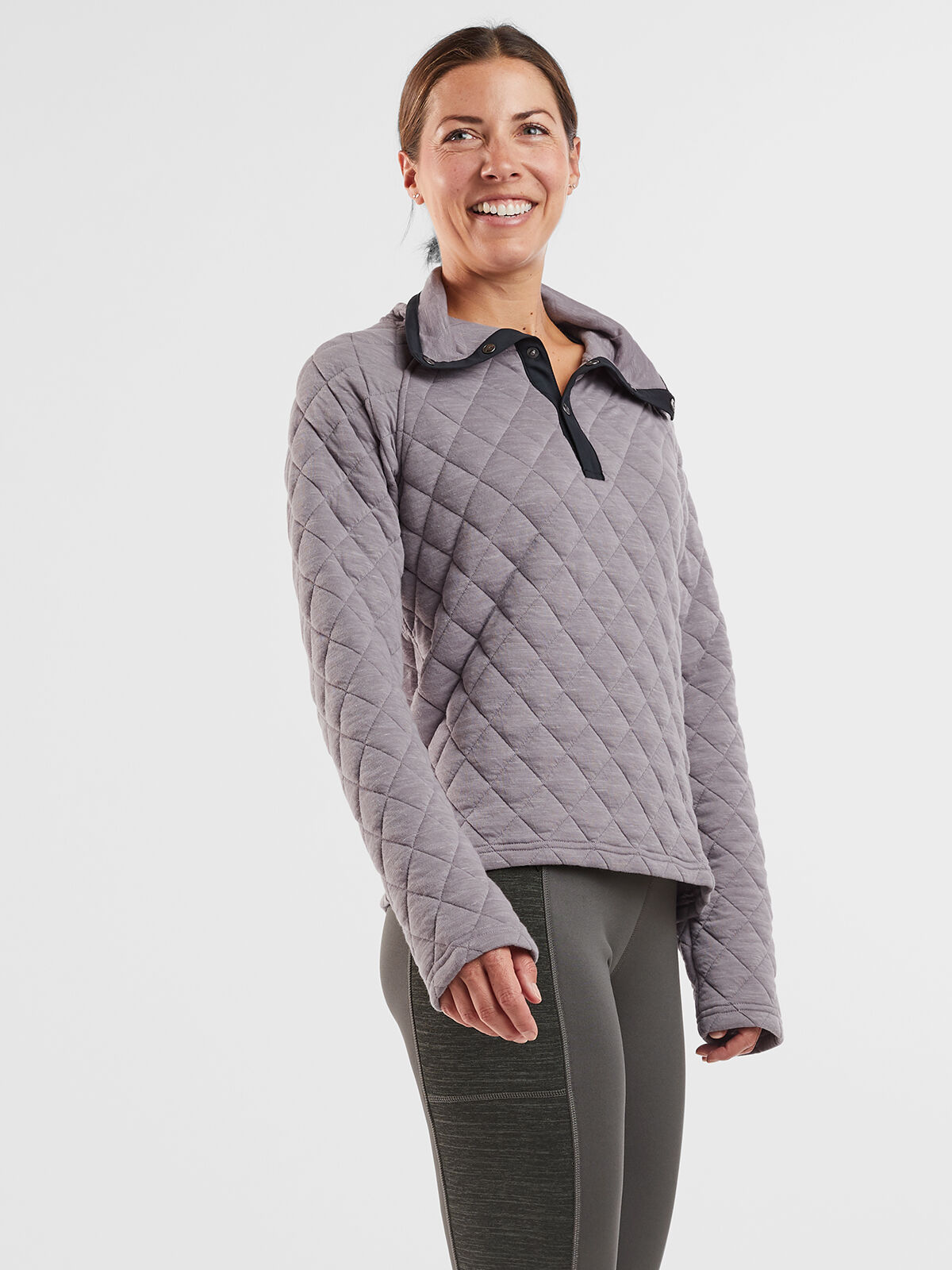 Quilted snap hotsell pullover