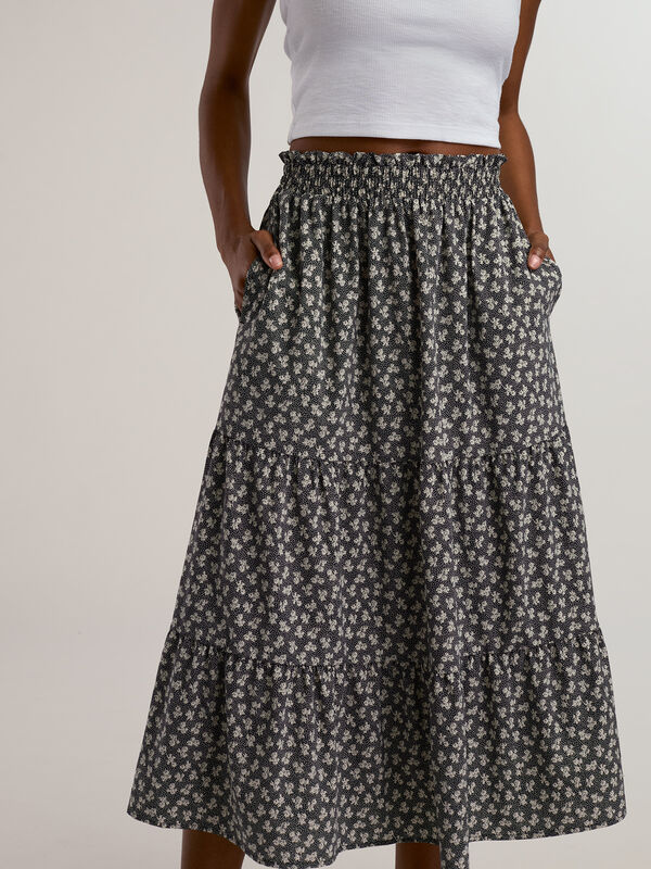 Crusher Tiered Midi Skirt, , original