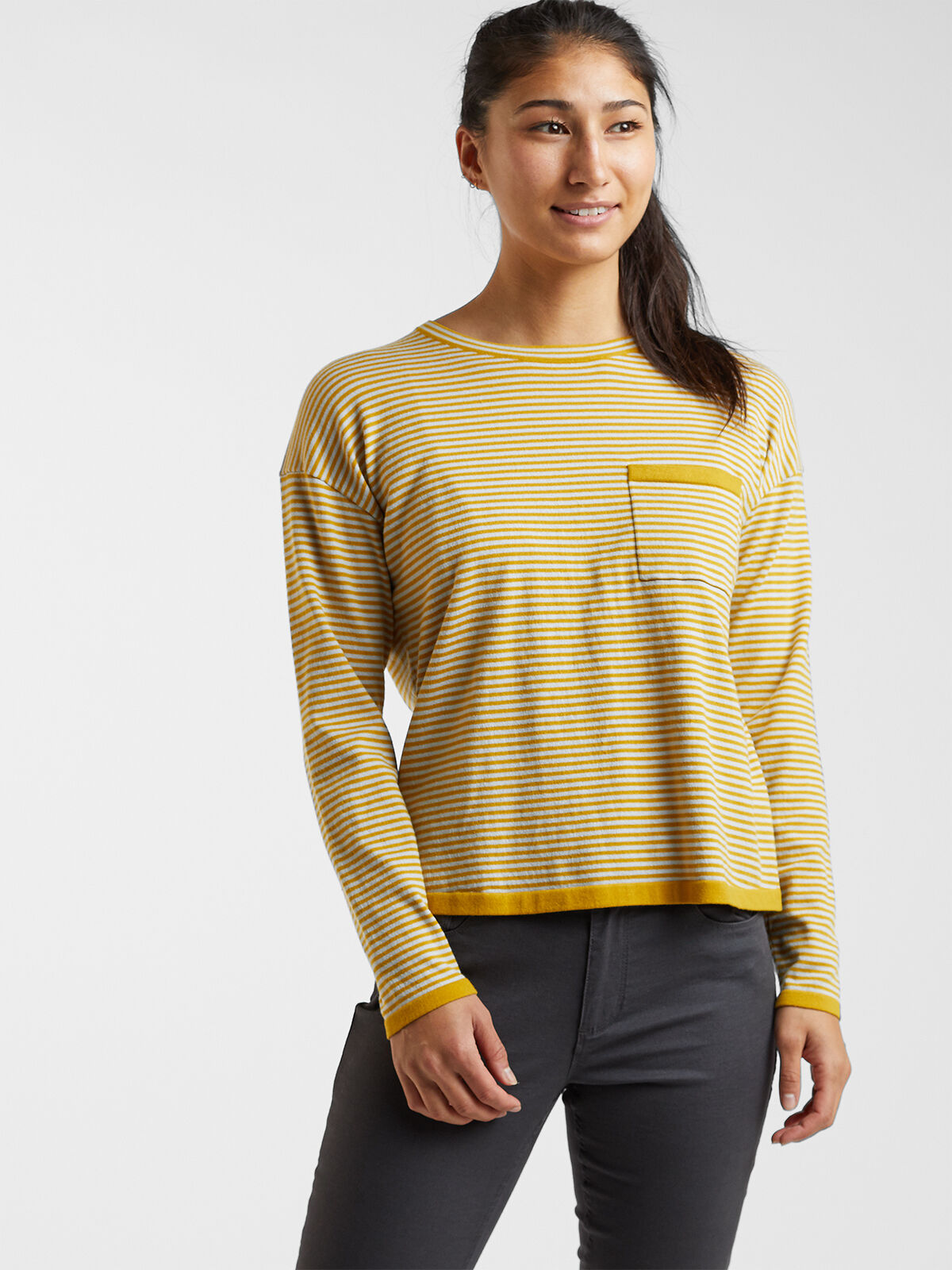 Womens Striped Crew Neck Sweater Synergy | Title Nine