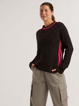 Krimson Klover Ribbed Sweater: Snowcat - Stripe