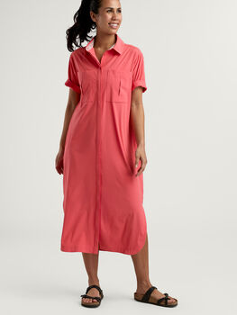 Sola Button Down Shirt Dress Wrinkle-Free Travel Shirt Dress