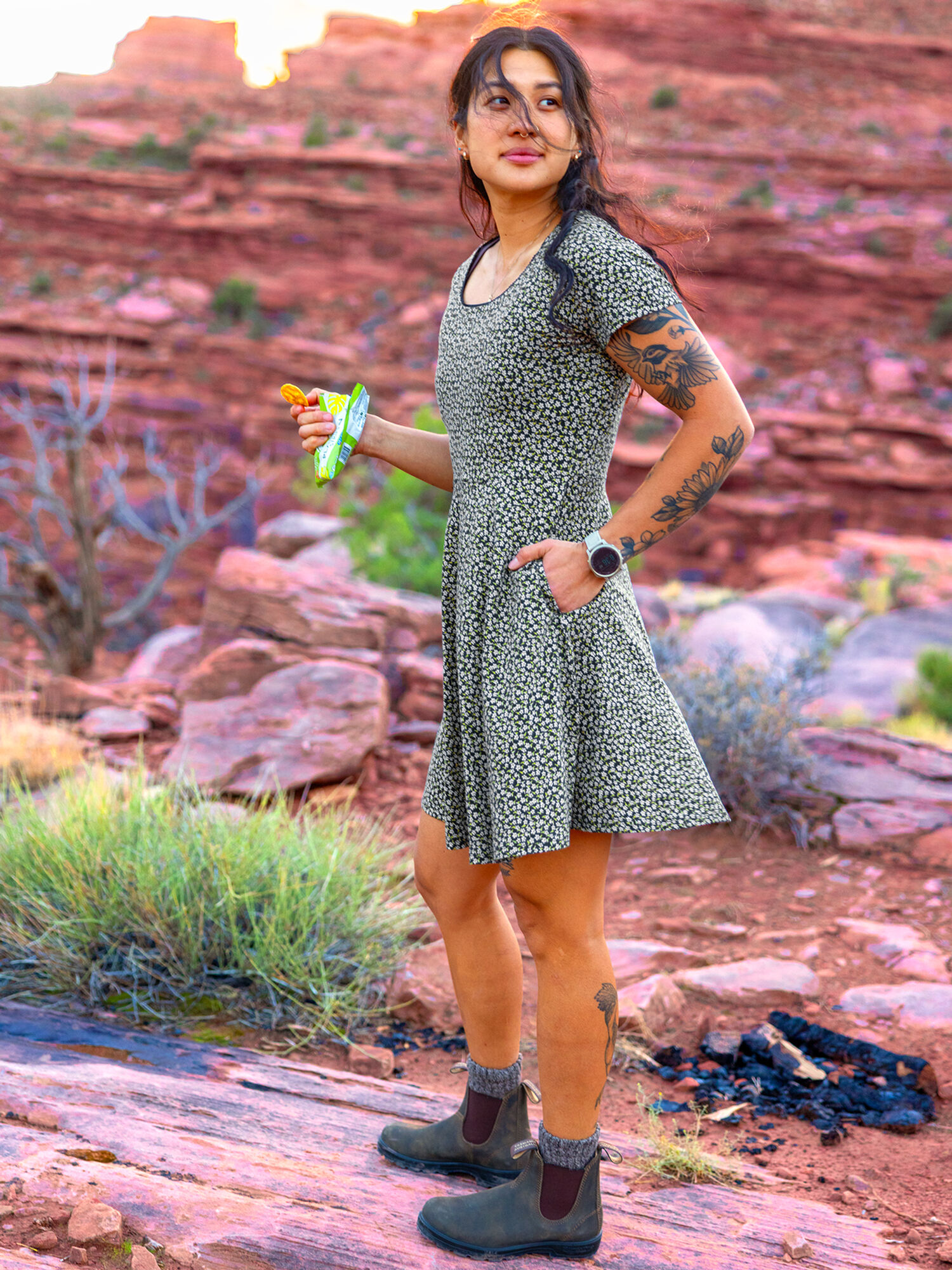 Samba Short Sleeve Dress, , model