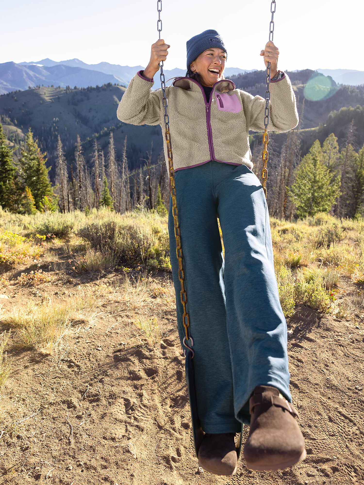 Crash Fleece Lined Wide Leg Pants - Petite, , model
