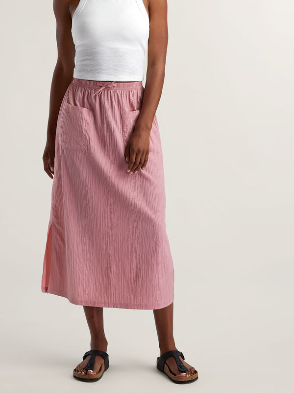 Lightweight Crinkle Gauze Skirt: Meridian