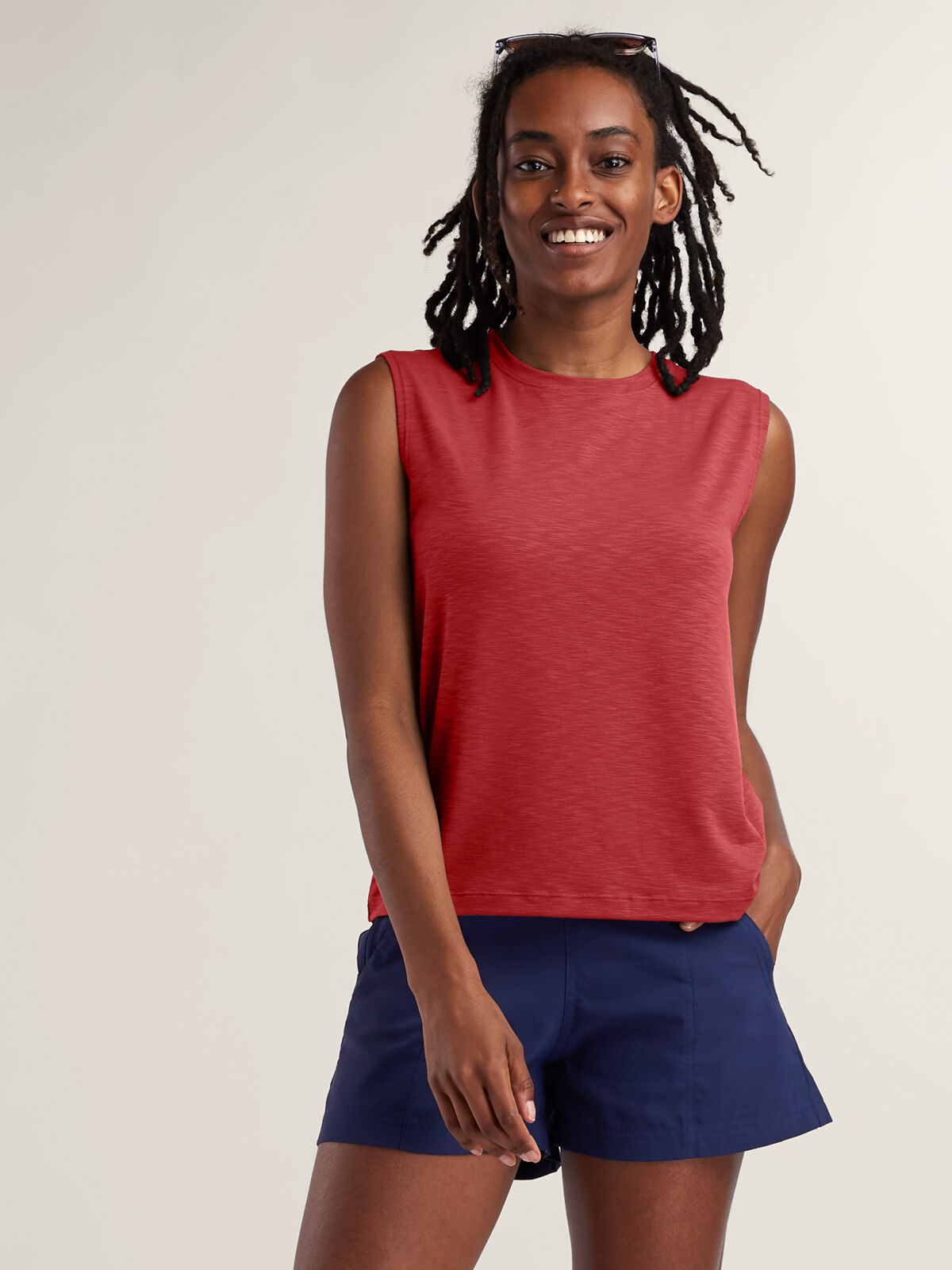 【あんな様】Multicolor Stripe TankTop Trouve Sleeveless A-Line Top - Solaire Stripe
