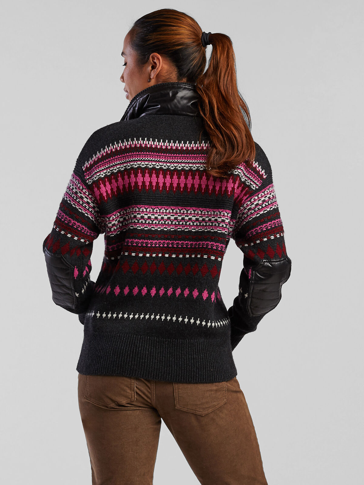 Women's Fair Isle Merino Wool Sweater: Black Heart | Title Nine