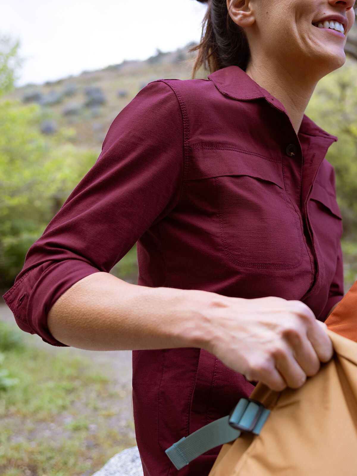 Long Sleeve Utility Shirt Dress: Wren | Title Nine