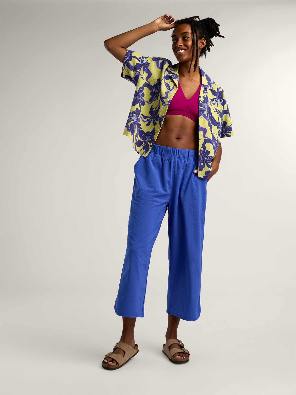 Wide Leg Cropped Pants: Slaycation Textured