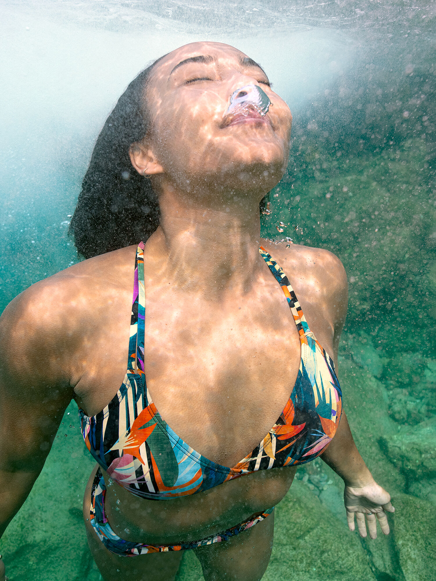 Impossible Bikini Top - Birds of Paradise, , model