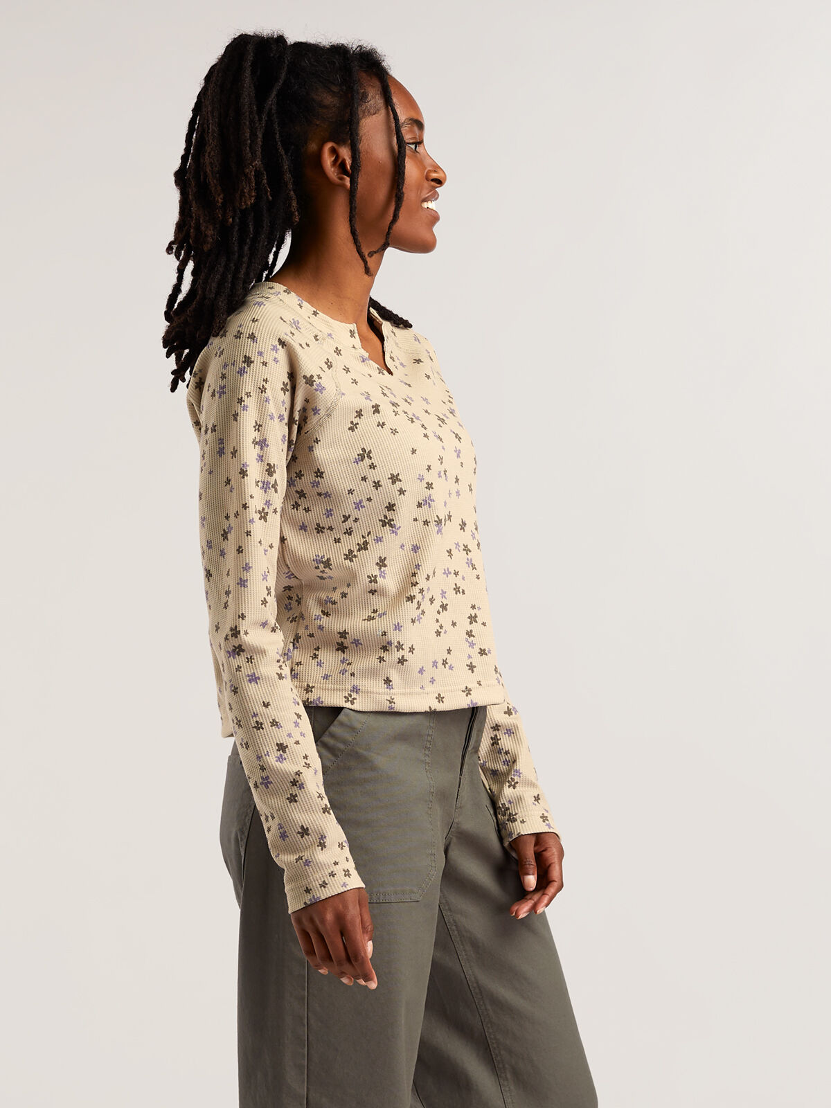 Women's Long Sleeve Waffle Knit Top Nectar | Title Nine