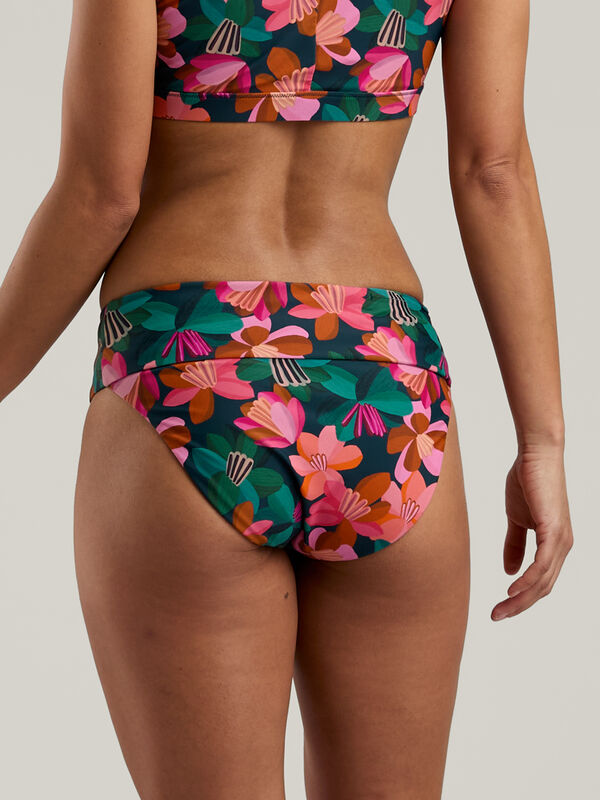 Left Coast Mid Rise Zip Pocket Bikini Bottom - Fiesta