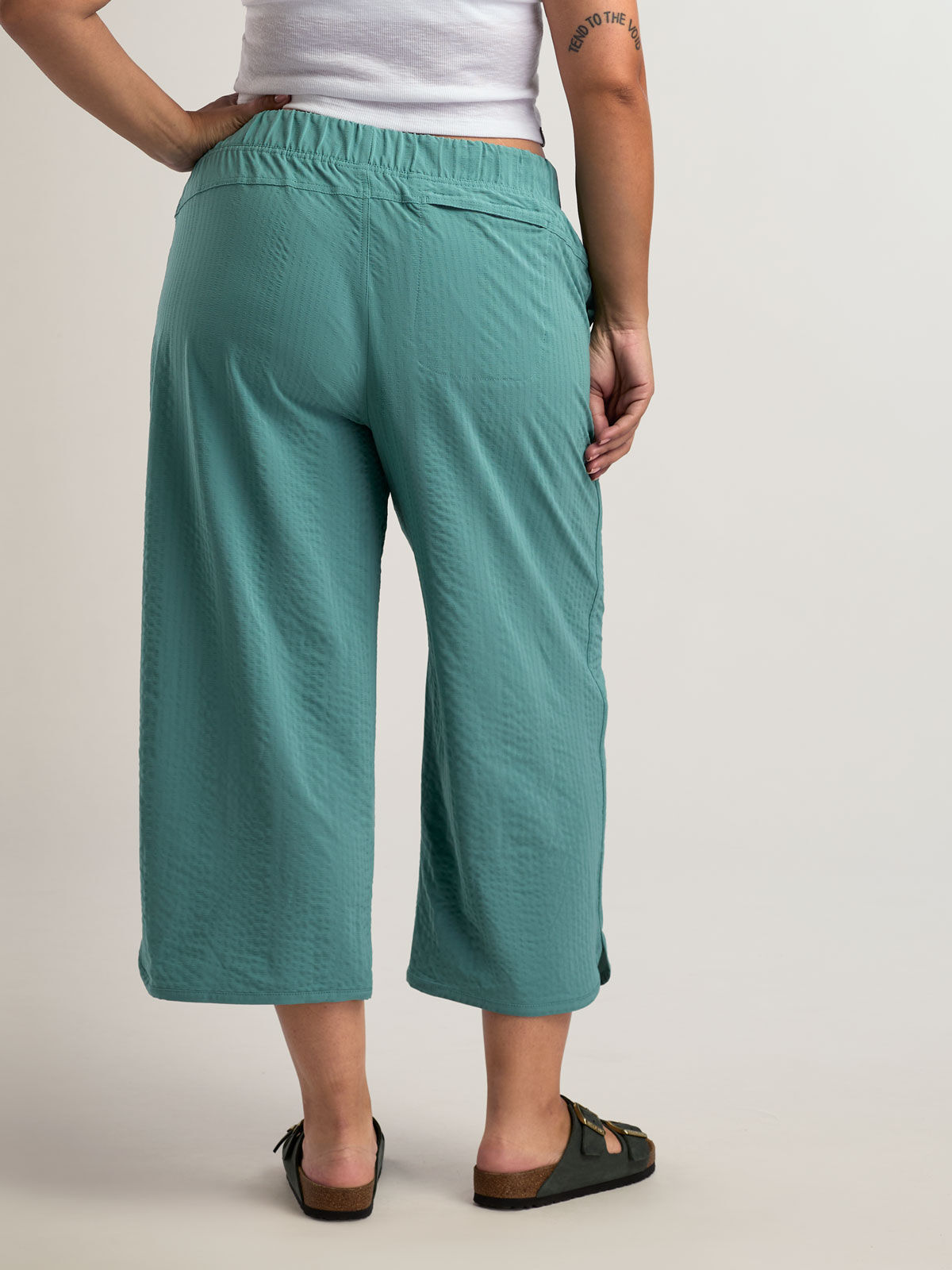 Wide Leg Cropped Pants: Slaycation Textured