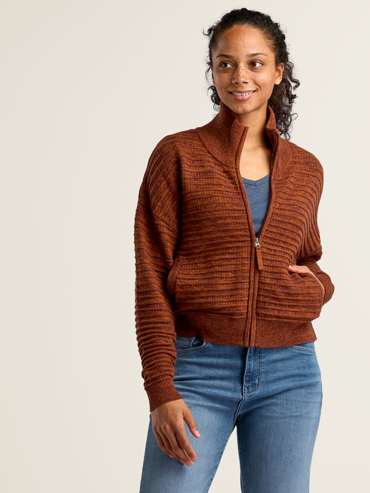 Avila Full Zip Sweater | Women's Breathable Cotton Zip Cardigan