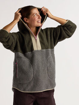 Sawtooth Hooded Tunic Length Fleece Pullover