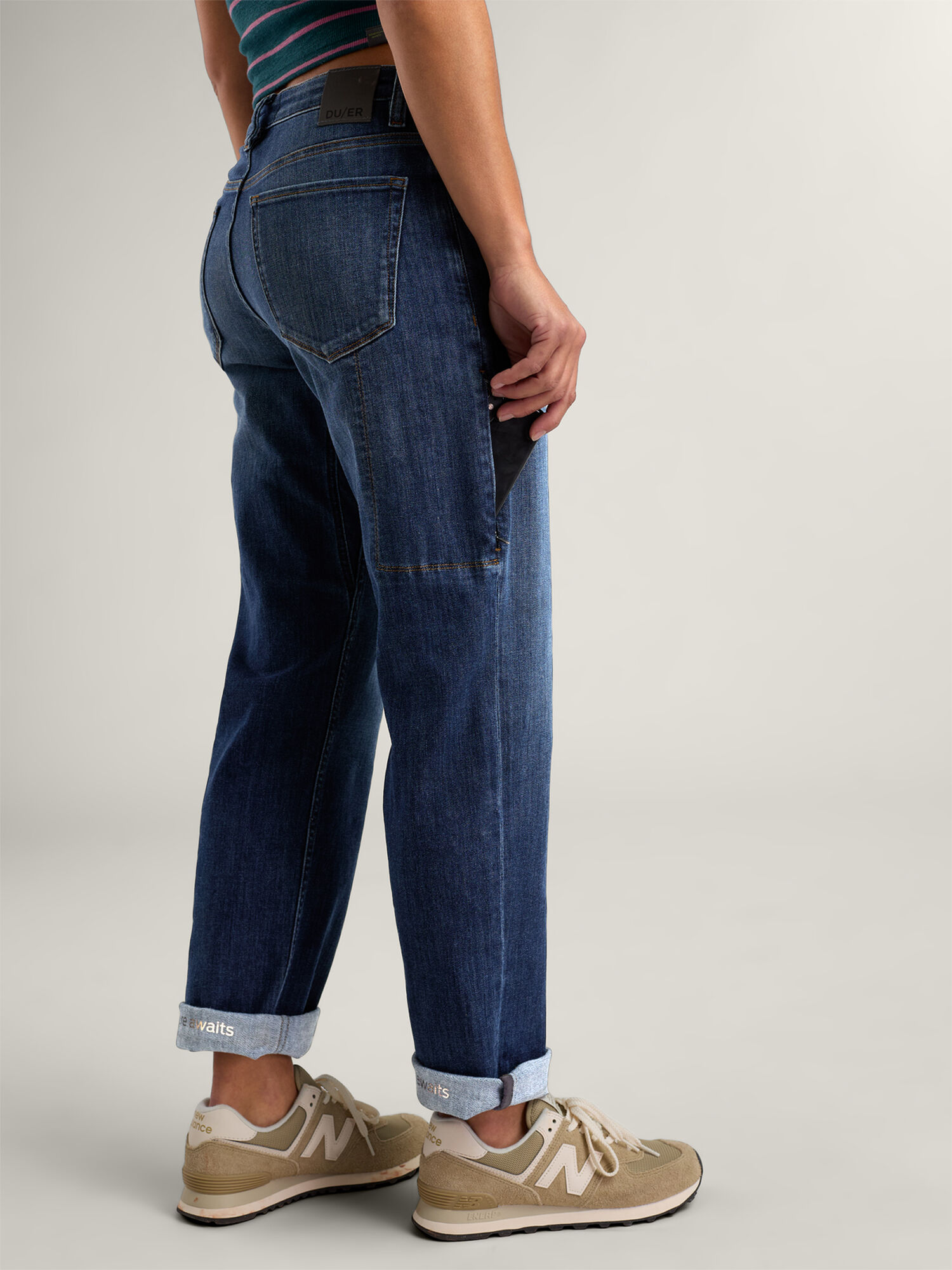 Perf Denim Mid Rise Straight Leg Jeans, , original