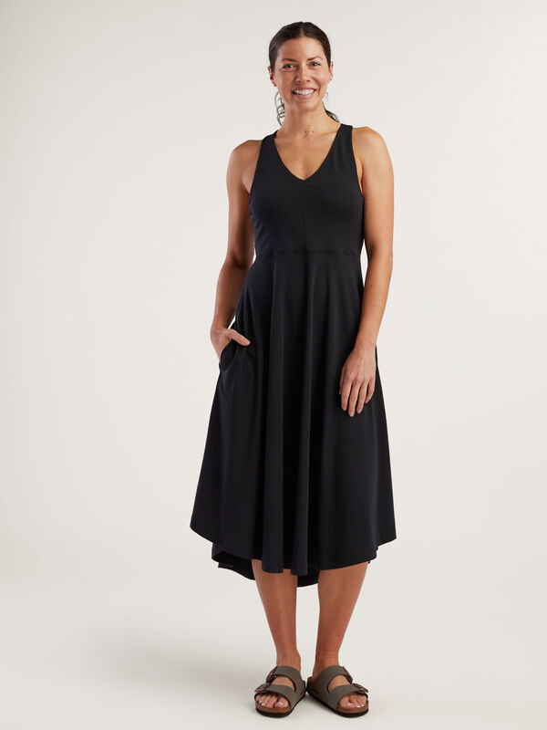 knee length dresses for ladies TravelKnit Belted Dress