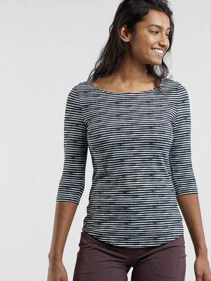 3 4 Sleeve Scoop Neck Top Mettle Stripe Title Nine