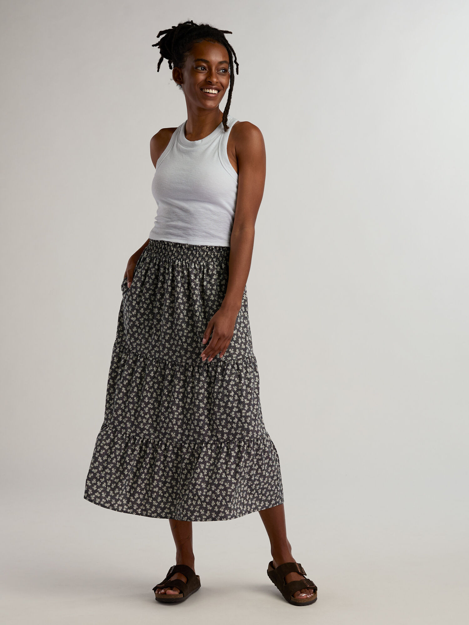 Crusher Tiered Midi Skirt, , original