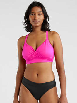 ZX Sport Padded Sports Bra Bikini Top Womens size S Pink Black Mesh Racer  Back