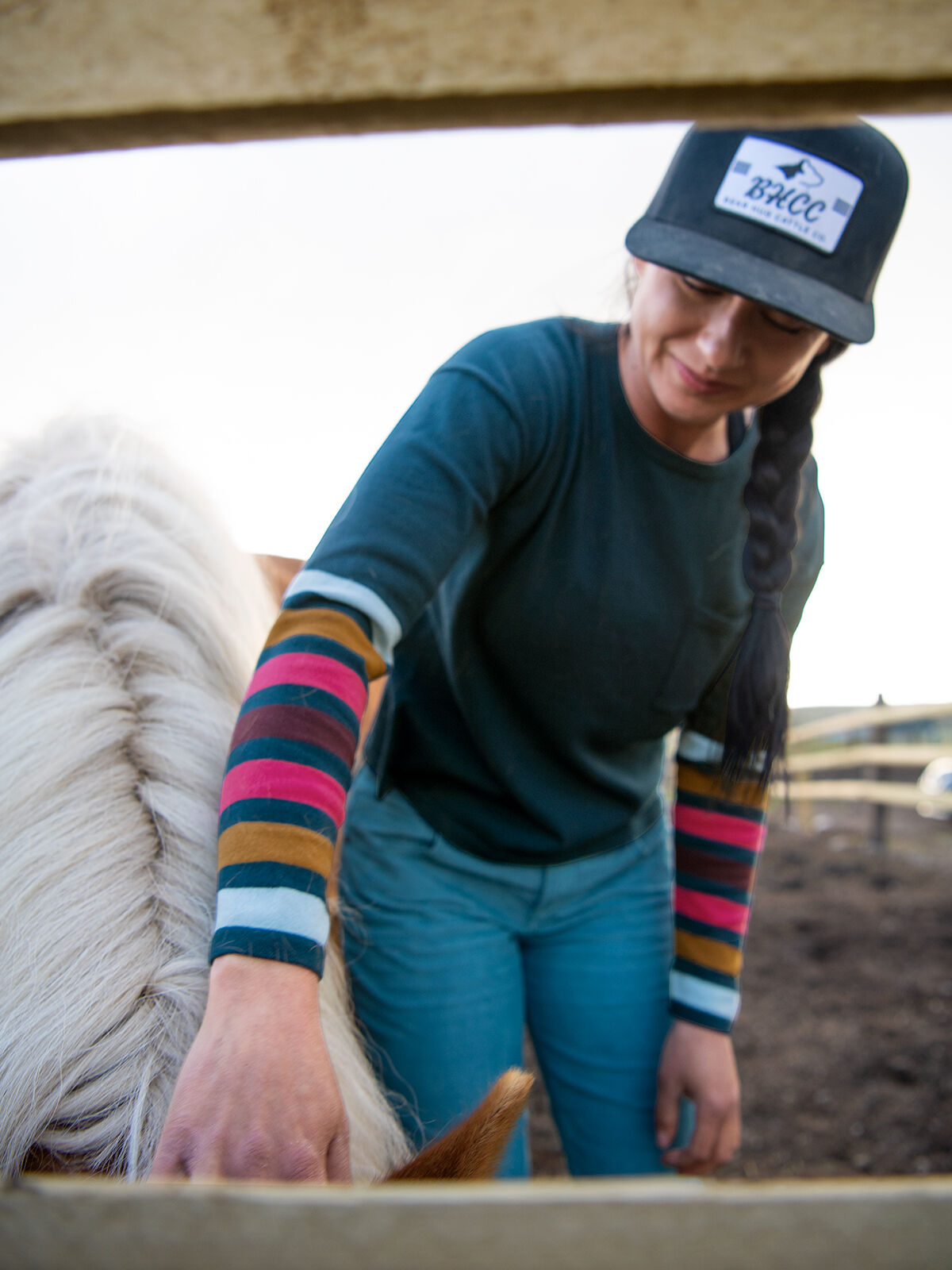 Womens Crew Neck Sweater Synergy Sleeve Stripe | Title Nine