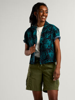 Women's Short Sleeve Button Down: Lil Party Shirt