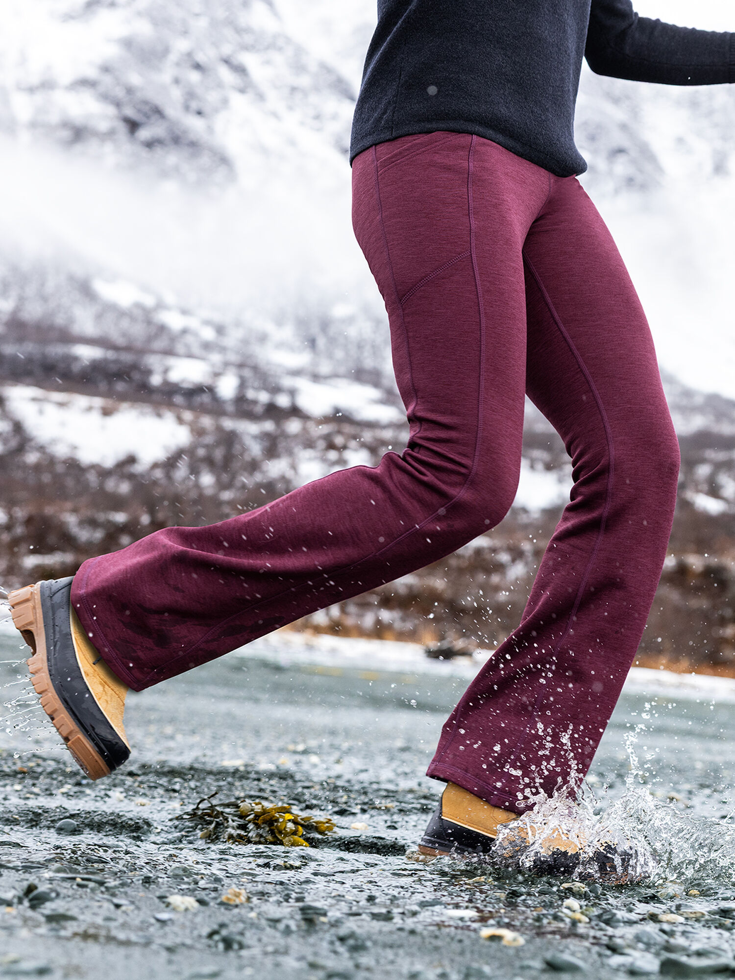 Crash Fleece Lined Flare Pants - Long, , model