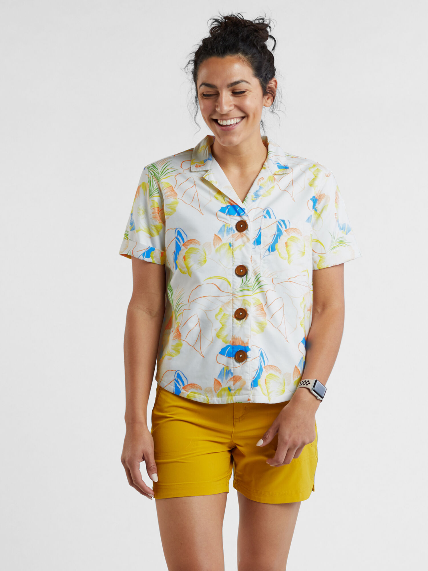 Whoa-loha Button Down Top - Riviera Flora, , model