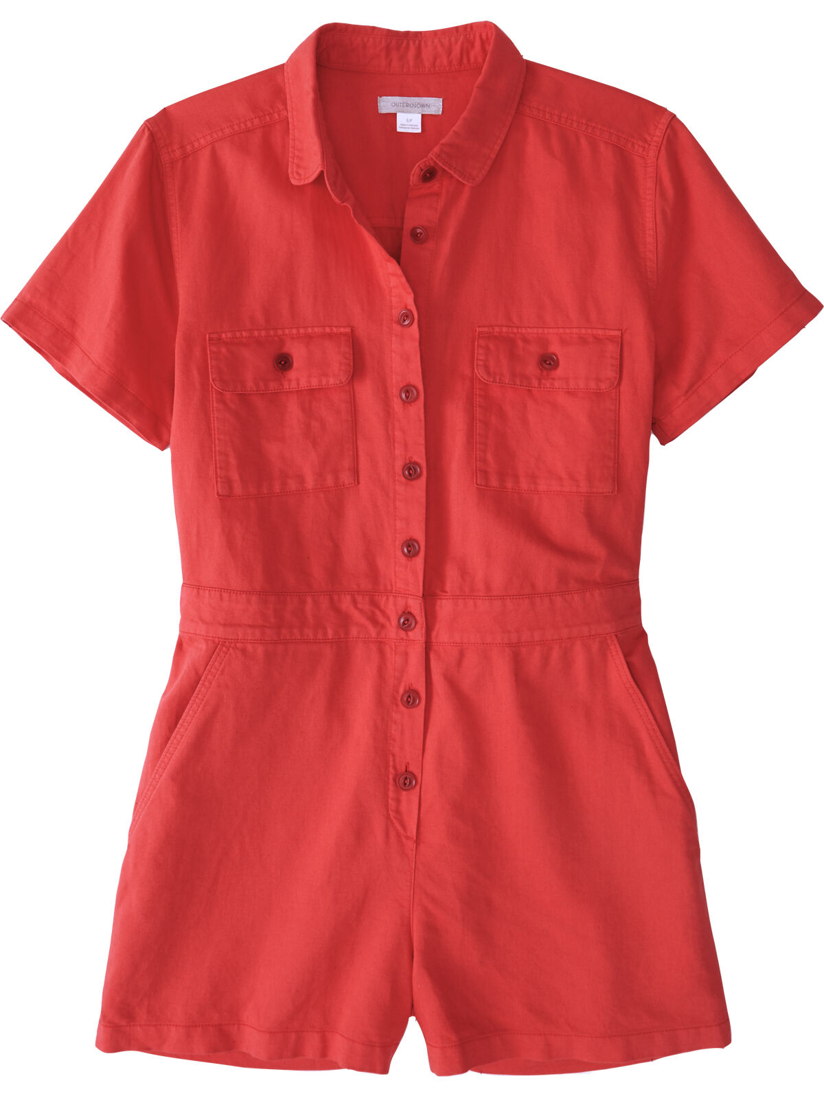 Red short sleeve romper outlet