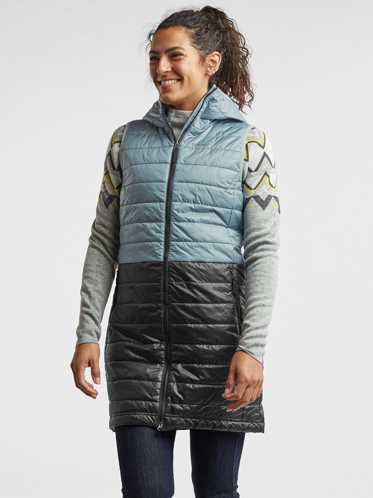 Women s Insulated Long Puffer Vest Elsa Title Nine