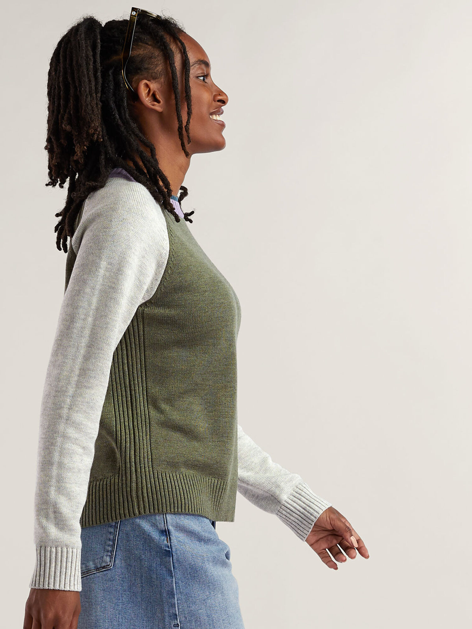 Women's Mendocino Crew Neck Sweater Colorblock Title Nine