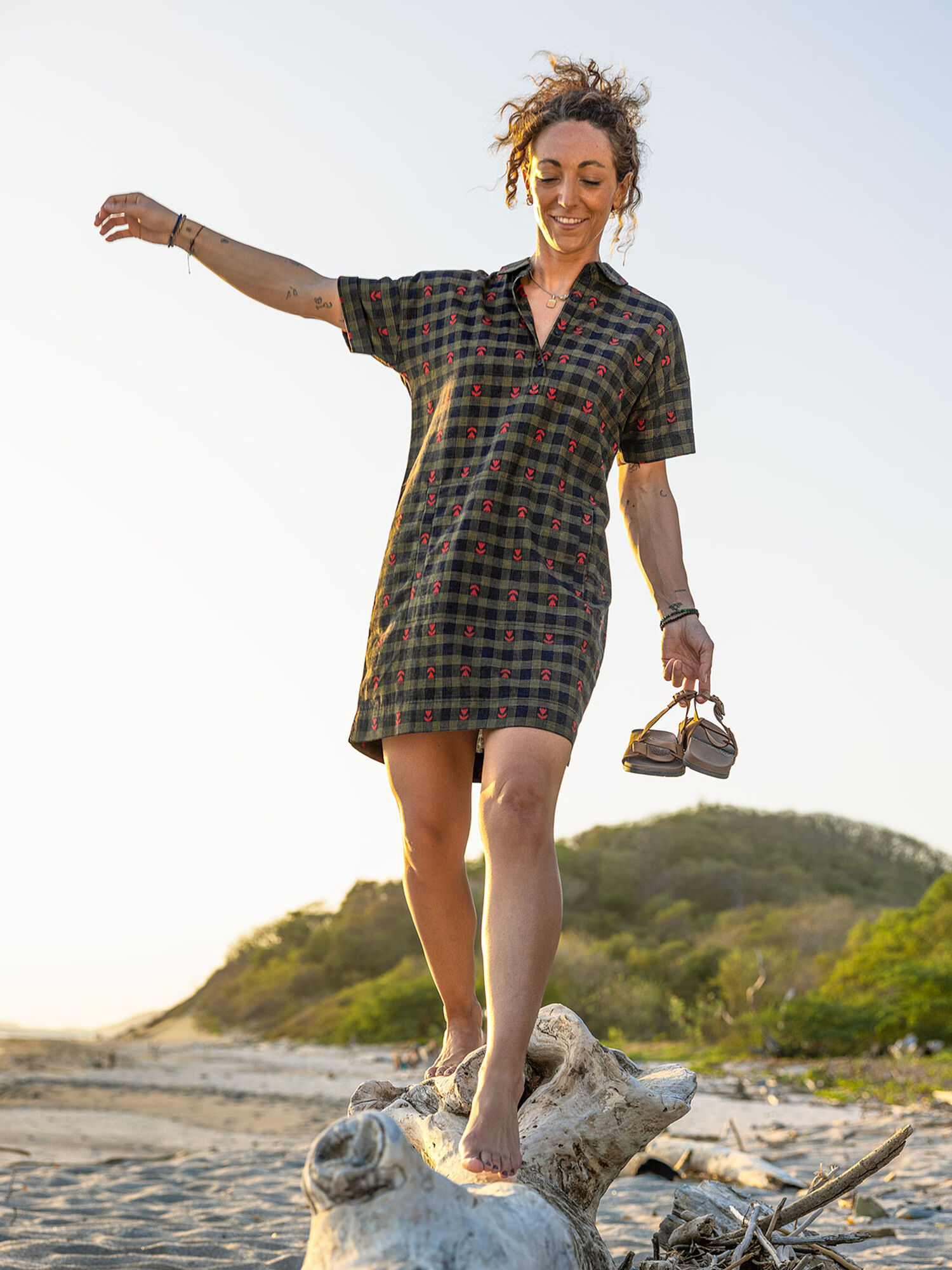 Plaiditude Short Sleeve Shirt Dress, , original
