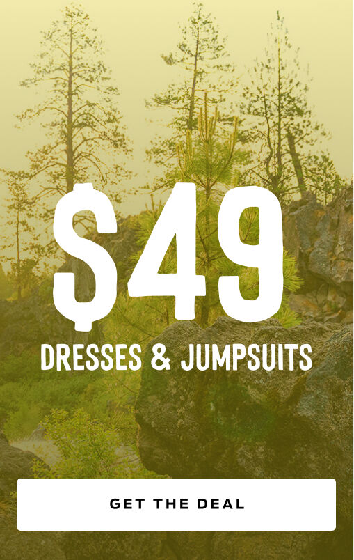 shop sale dresses and jumpsuits starting at 49 dollars