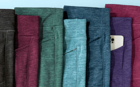 shop crash fleece lined leggings, pants, and jackets