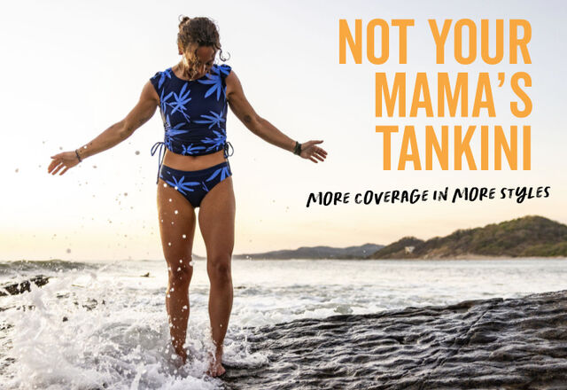 shop sporty tankini tops