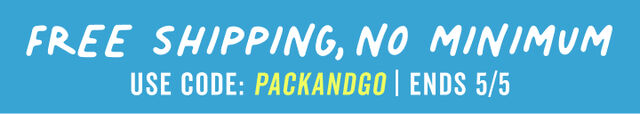 free shipping no minimum with code packandgo