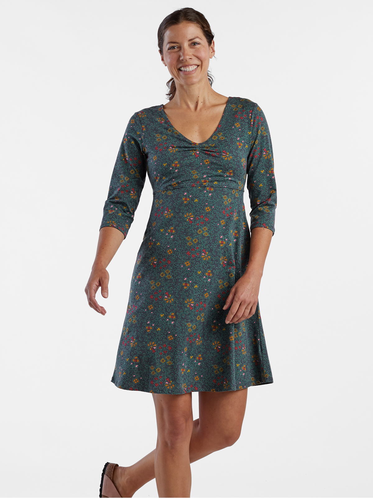 Amelia 3/4 Sleeve Dress - Print | Title Nine