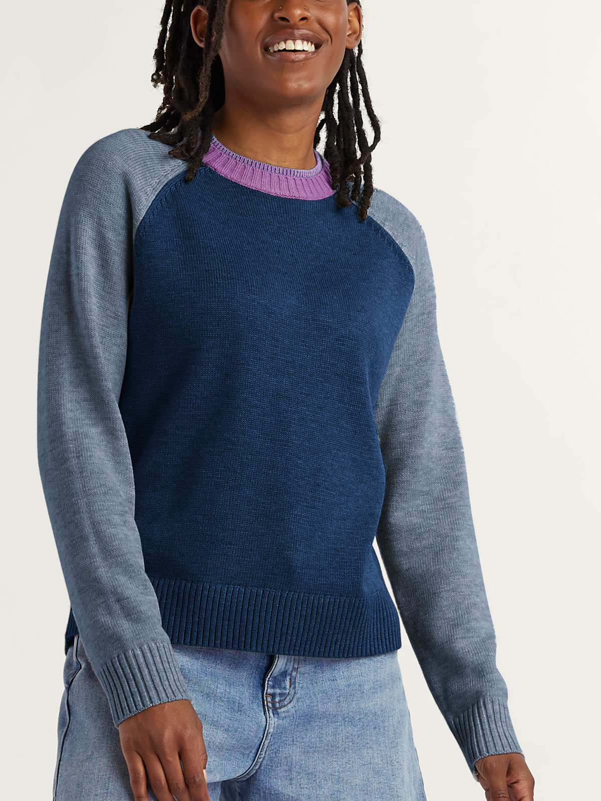 Women's Mendocino Crew Neck Sweater Colorblock