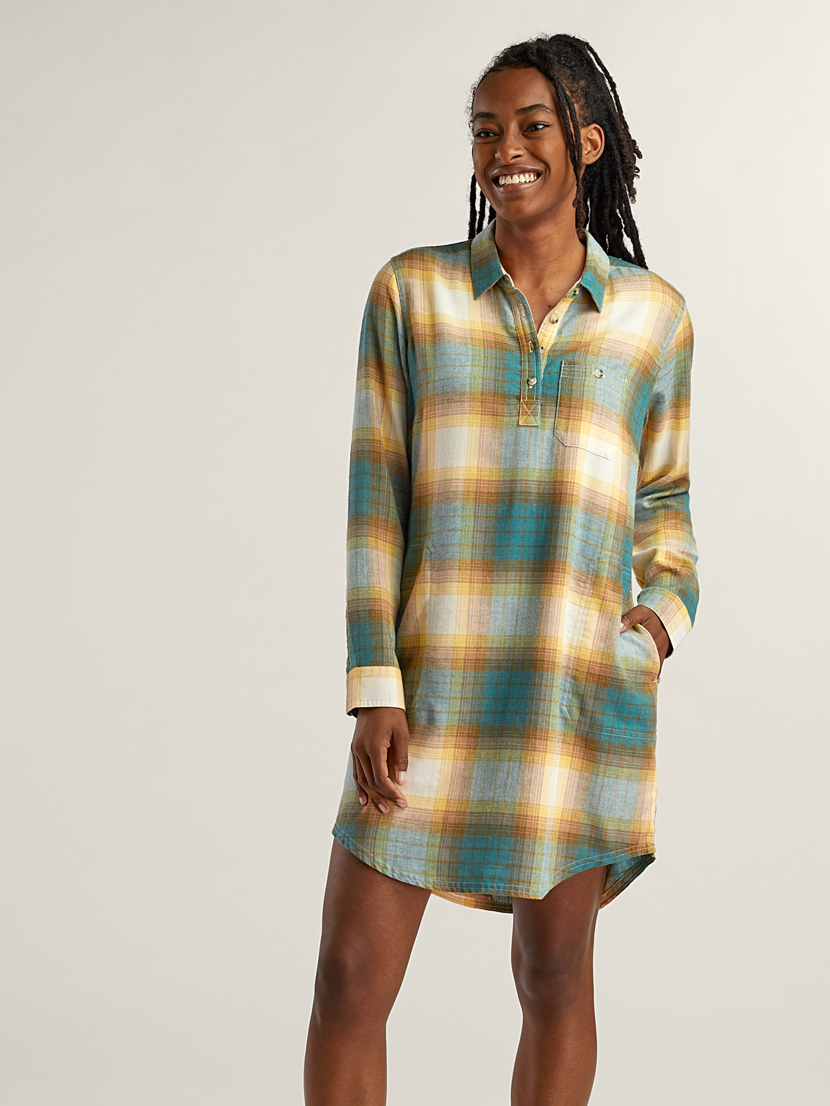 Toad & Co Re-Form Popover Long Sleeve Dress - Atlantic Ombre - MD