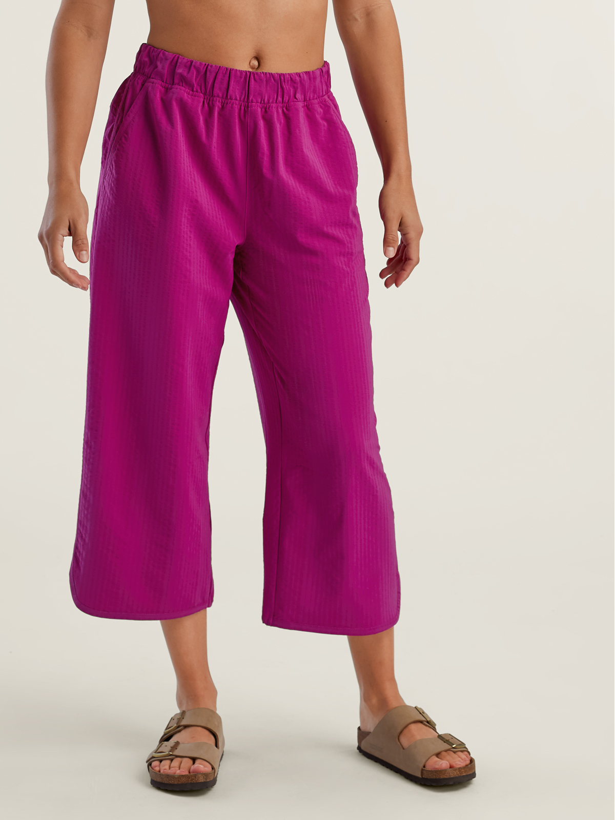 Wide Leg Cropped Pants: Slaycation Textured Outlet