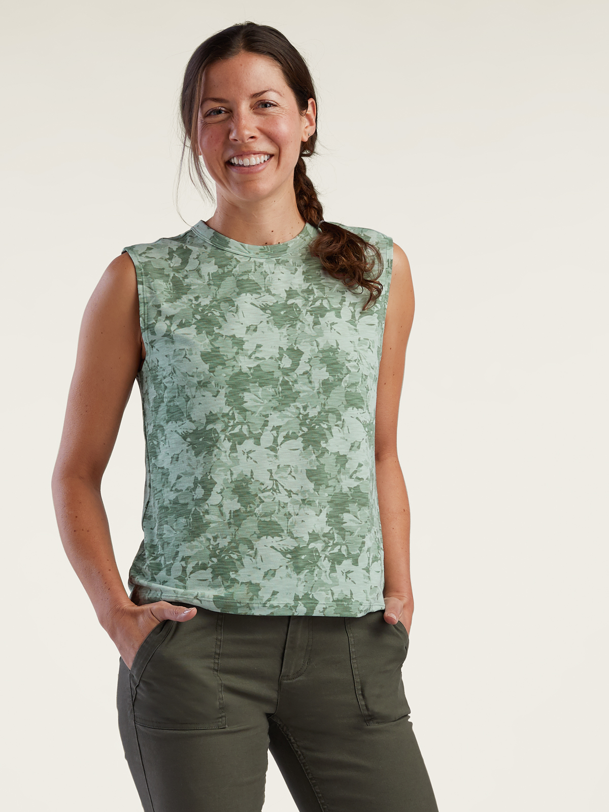 Women's Muscle Tank Top: Ravine - Canopy | Title Nine