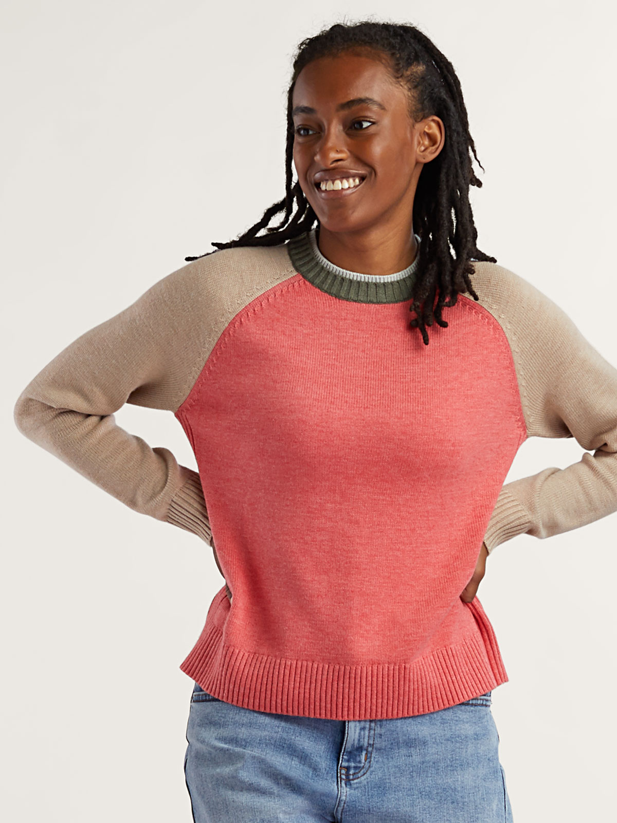 Women's Mendocino Crew Neck Sweater Colorblock