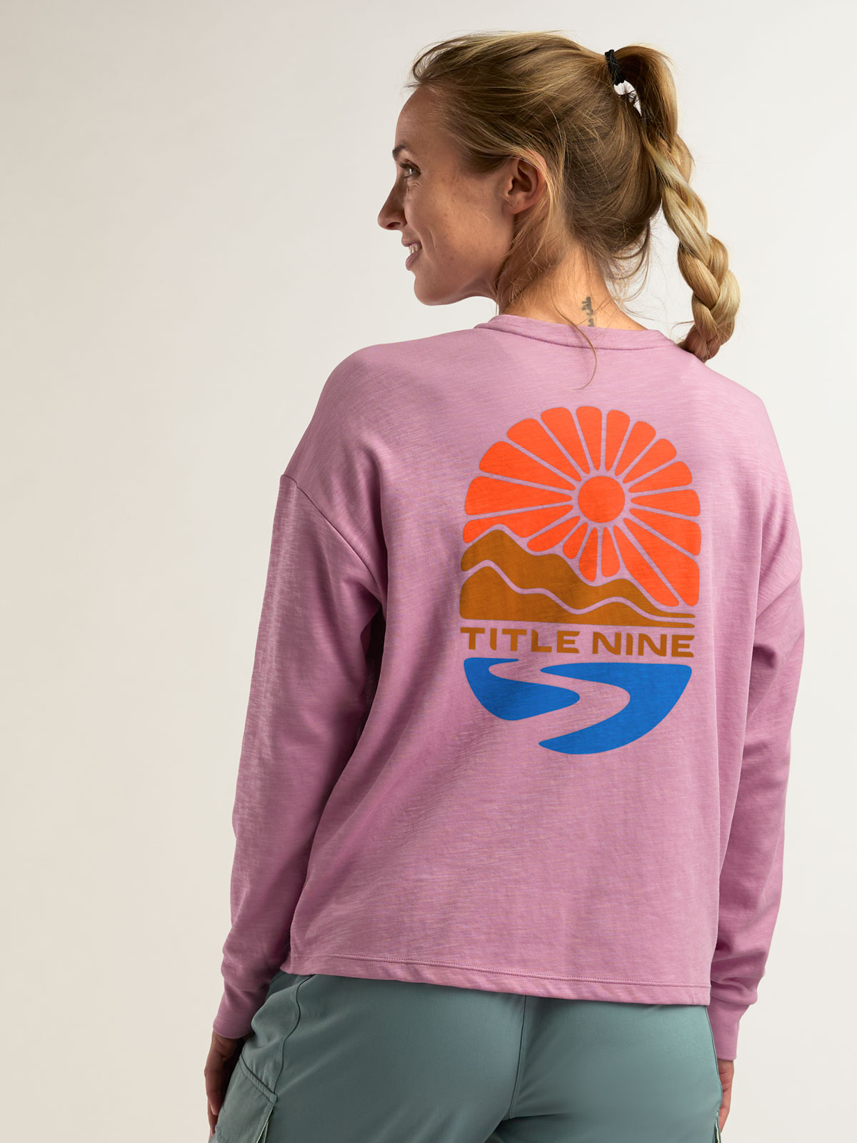 Women's Cotton Blend Long Sleeve T Shirt: Jett Print Title Nine