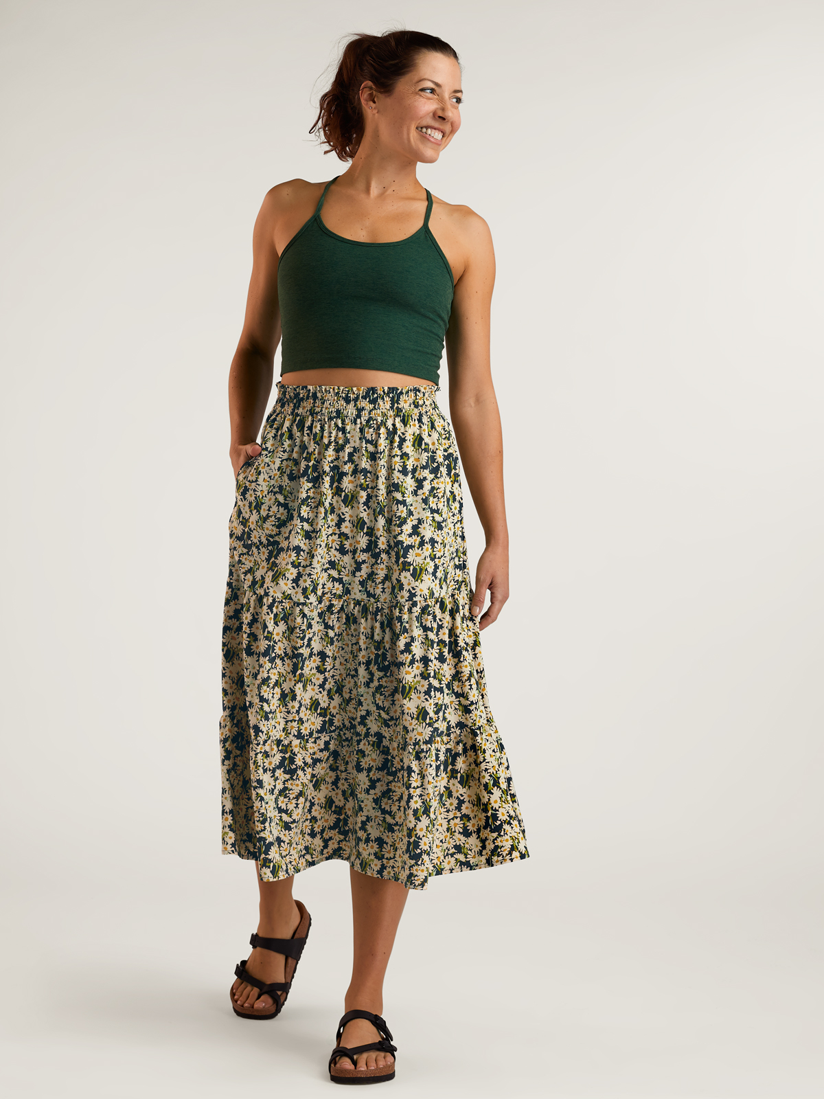 Flowy Midi Skirt: Crusher - Tiered Flowy Midi Skirt: Crusher - Tiered