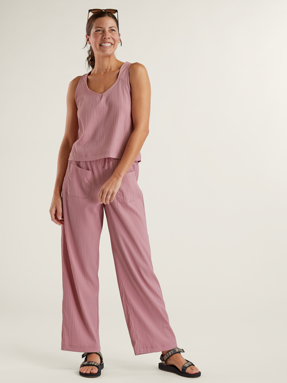 Lightweight Crinkle Gauze Tank Top: Meridian