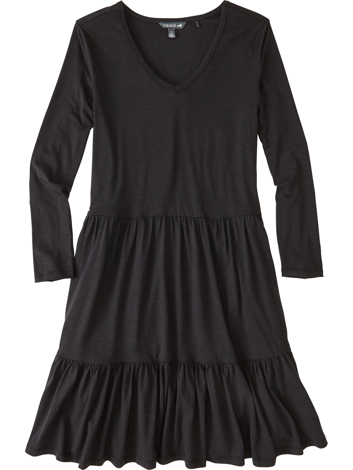knee length dresses for ladies Kasper Women's Soft V-Neck Tiered Midi Dress - Black main image 0