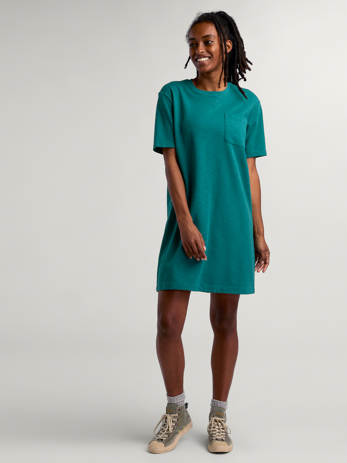 Women's Cotton T-Shirt Dress with Pockets Timeless | Title Nine