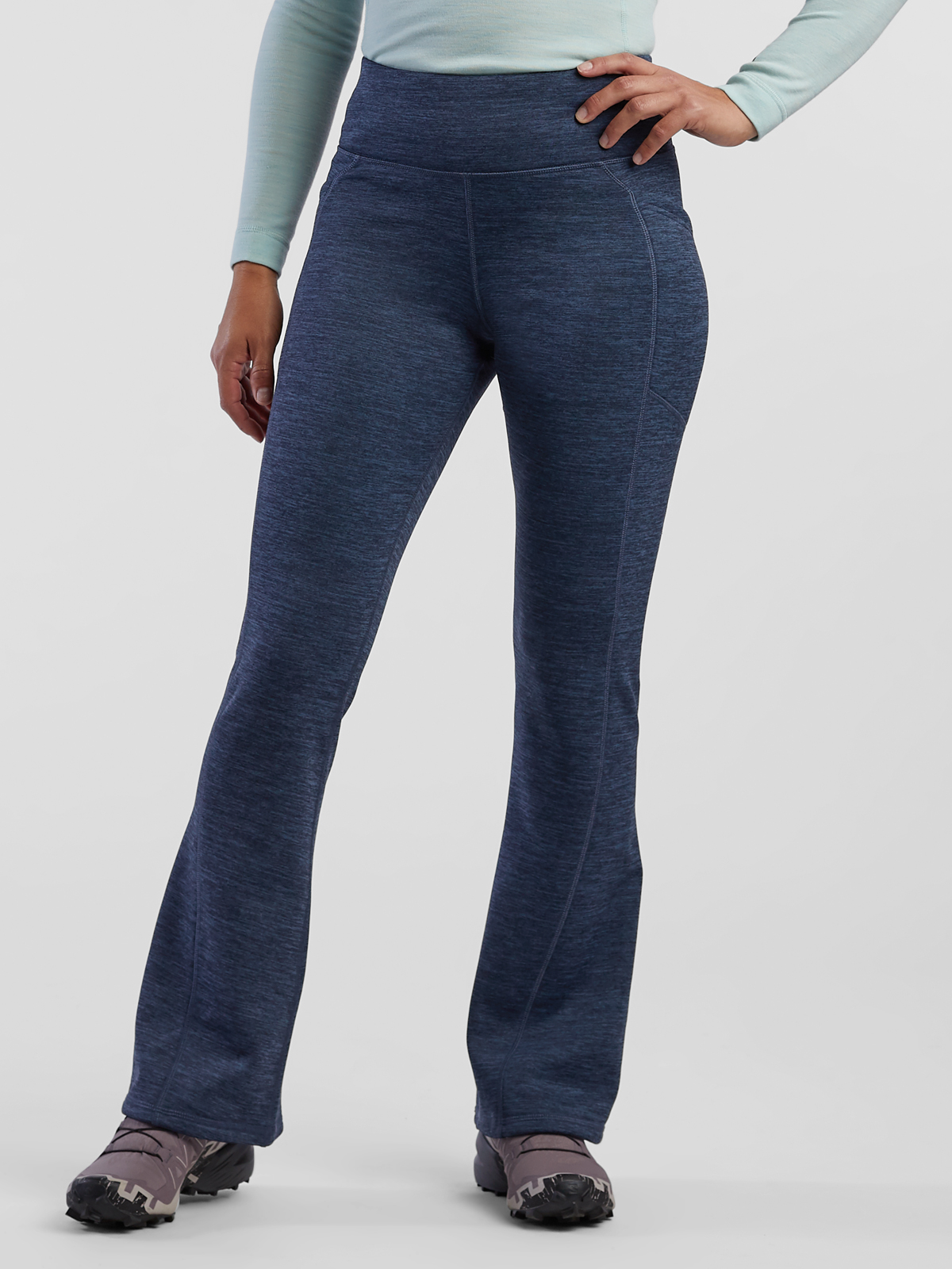 Fleece Lined Flare Leggings: Crash - Heathered