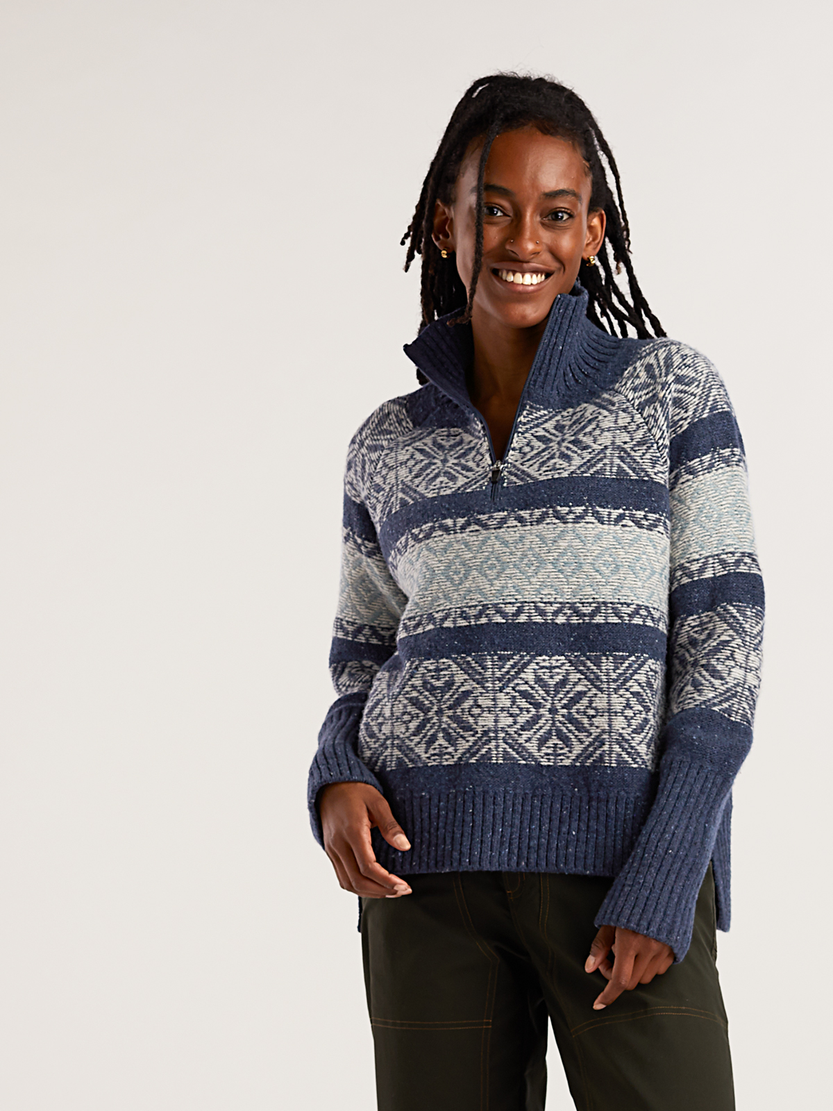 Women's Snowcat 1/4 Zip Washable Wool Blend Pullover Sweater